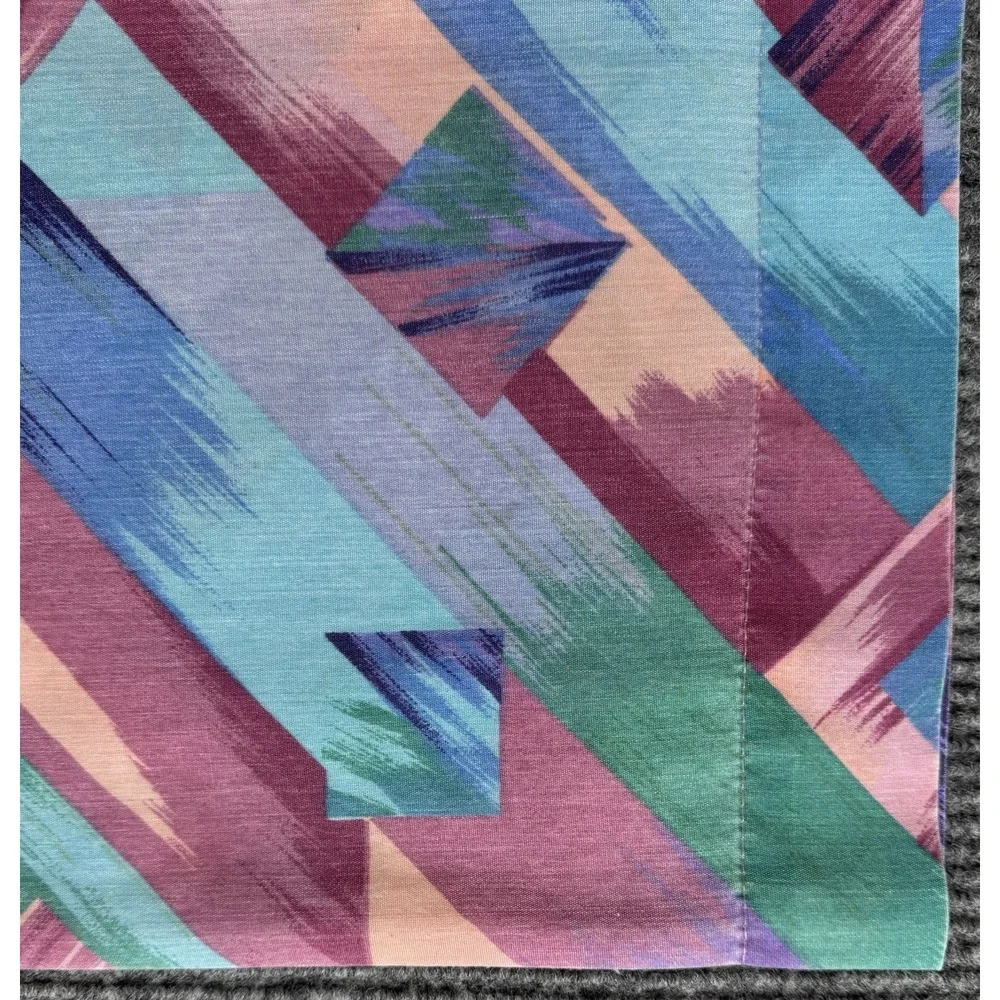 Vintage Pillowcase Pair Geometric Abstract Teal Purple 1980s 90s Retro Pastel